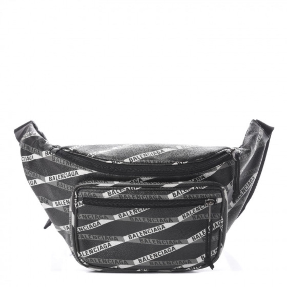 Balenciaga coated canvas losange monogram explorer belt bag in black/gray